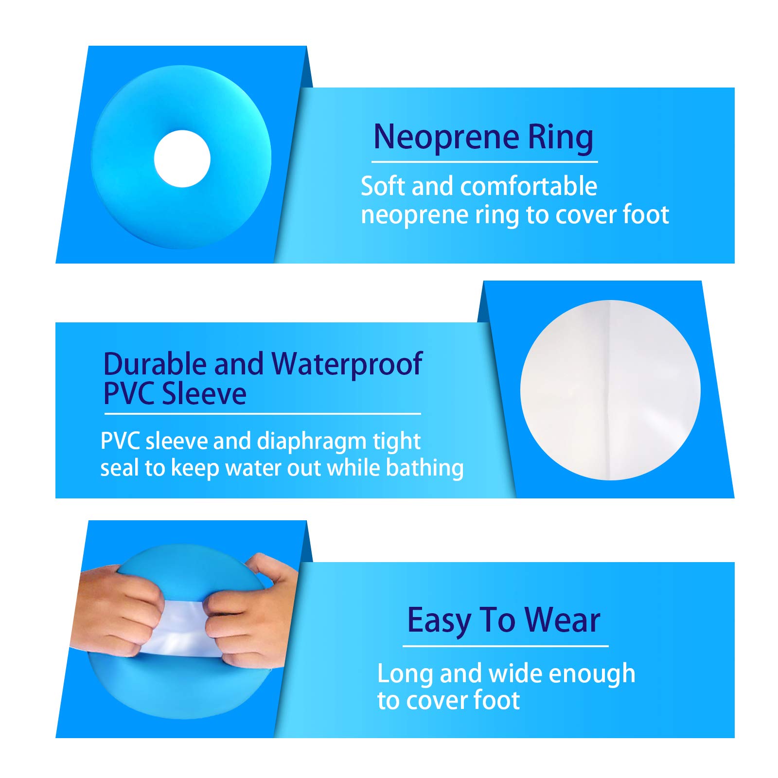 Cast Covers for Shower Adult Foot, Waterproof Foot Cast Wound Cover Protector for Shower Bath,Soft Comfortable Watertight Seal to Keep Wounds Dry, for Showering, Bathing and Hot-tub(Adult Foot)