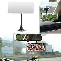 Suction Cup Baby Car Mirror, Ampper Adjustabe Long Arm HD Glass Convex Wide Angle Interior Rearview Baby Rear Facing Mirror (Frameless Rectangle, Large, 6.7