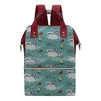 Raccoons and Birds Wide Open Designed Diaper Bag Waterproof Mommy Bag Multi-Function Travel Backpack Tote Bags