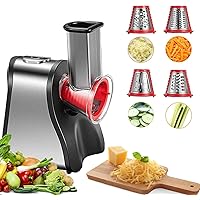 FOHERE Electric Cheese Grater Salad Maker, Electric Slicer Shredder for Home Kitchen Use, One-Touch Easy Control, Electric Grater for Vegetables, Cheeses and Nuts, BPA-Free, Red