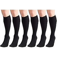 30-40 mmHg Compression Stockings for Men and Women, Knee High Length, Closed Toe Black 2X-Large (6 Pairs)