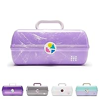 Caboodles On-The-Go Girl Makeup Box, White Opal, Hard Plastic Makeup Organizer Box, Built-In Mirror, Secure Latch for Safe Travel, Spacious Storage for Large Items