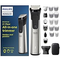 Philips Norelco Multigroom Series 9000 - 21 piece Men's Grooming Kit for beard, body, face, nose, ear hair trimmer w/ premium storage case, MG9510/60