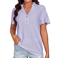 Womens Tops,Women’s Plus Size Short Sleeve Henley Shirt V Neck Floral Blouses Tunic Tops Shirts for Women Sexy 2024