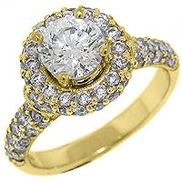 18k Yellow Gold Brilliant Round Diamond Engagement Ring 2.05 Carats