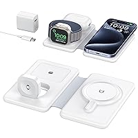 Wireless Charger for Magsafe Charger, 3-in-1 Foldable Inductive Charging Station Compatible with Charging Station Apple Watch and iPhone 15 14 13 12 Series, Apple Watch 8/7/SE/6/5/4/3/2, AirPods (with