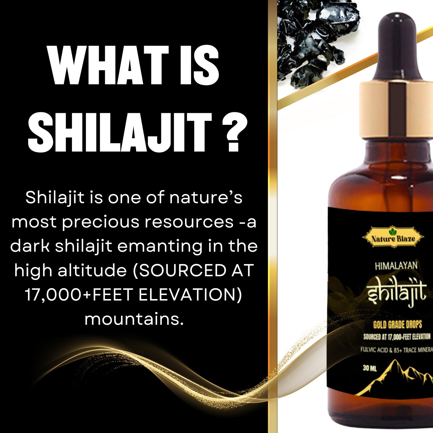 Nature Blaze Pure Himalayan Shilajit Drops (1.0 Oz / 30Ml)