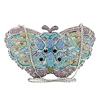 Ladies Elegant Evening-Bag Chain Crystal Wedding Clutch-Purse Party Handbag Butterfly