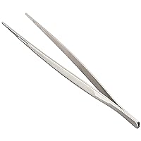 Mercer Culinary 18-8 Stainless Steel Chef Plating Tongs Straight Tip, 9-3/8 Inch