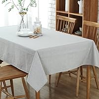 Waterproof Cotton Linen Tablecloth, Solid Color Stain Resistant Spill-Proof Table Cover for Kitchen Dinning Tabletop Decoration -Gray 130x180cm(51x71inch)