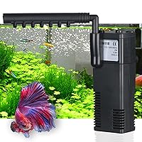 Quiet Betta Fish Filter Aquarium Internal Filter for 2-15 Gallon Fish Turtle Tank Biochemical Small 79 GPH Rain Shower Design 3 in 1 Oxygen Air and Water Pump Multifunctional Submersible