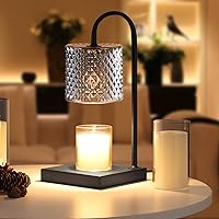 Candle Warmer Lamp for Jar Candles, Electric Candle Warmer with 2 Bulbs, 2/4/8h Timer & 7 Level Dimmer, Candle Lamp Warmer Top Melting for Scented Wax (Black)