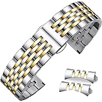 Stainless Steel Watch Band 22mm 21mm 20mm 19mm 18mm 16mm Universal with Straight&Curved Ends Premium Metal Steel Watch Bracelet Smart Watch Strap Replacement Bands for Men Women