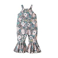 Toddler Girls Easter Sleeveless Cartoon Prints Romper Bell Bottoms Jumpsuit Clothes Easter Clothes for Baby Boys
