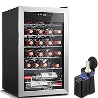 AAOBOSI 17 Inch Compressor Wine Cooler, 24 Bottle Wine Refrigerator & Wine Chiller Electric
