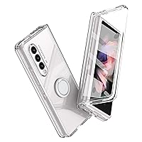 Cellphone Flip Case Compatible with Samsung Galaxy Fold 5 Case with Kickstand Glass Screen Protector, Hinge Protection Phone Case Full body Hard Slim Protective Phone Case Galaxy Fold 5 Protective Cas