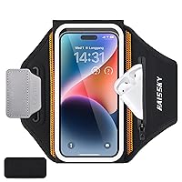 Running Phone Armband with Airpods Holder - 3D Design Cell Phone Armband for iPhone 15/14/13 Pro/Plus & Galaxy S20/S10, Water Resistant Sports Phone Holder with Key Slot - Ideal for 6.9
