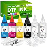 Premium DTF Ink 600ML- DTF Transfer Ink for PET Film, Refill for DTF Printers Epson ET-8550, XP-15000, L1800, L805, R1390, R2400, Heat Transfer Printing Direct to Film (100ml x 6, CMYK Wh)