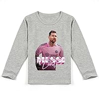 Boy Girls Long Sleeve Lightweight Shirt-Messi Fall Round Neck Sweatshirt Miami FC Novelty Tops