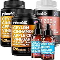 Liquid Collagen Biotin (2pk), Ceylon Cinnamon (2pk), and Menopause Support (1pk) Supplement Bundle - Potent Vitamins for Hair, Skin, Nails, Heart, Metabolism, & Hormone Support - Non-GMO, Vegan