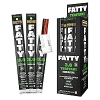 FATTY Meat Sticks, Grass-Fed Beef, High Protein Snack, Camping, Sports, Road Trip, Low Carb, Gluten Free, MSG Free, Nitrate Free, Teriyaki Flavor, 3 Ounce (Pack of 20)