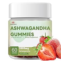 Ashwagandha Gummies for Women & Men, 3000 Mg of High-Potency Ashwagandha Root Extract Boosts Energy, Improves Sleep, Relieves Stress and Calms Mood, 60 Count Strawberry Flavor Ashwagandha