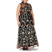 City Studio Womens Plus Embroidered Floral Maxi Dress