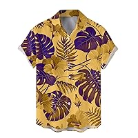 Casual Caribbean Shirts for Men Button Down Summer Beach Hawaiian Short Sleeve 80S Shirt Tropical Funny Trendy Lapel