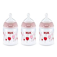 NUK Smooth Flow Anti Colic Baby Bottle, 5 oz, 3 Pack, Flowers