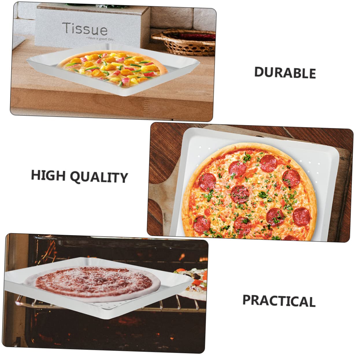 BESTOYARD 1pc Pizza Pan Square Baking Dish Oven Baking Tray Crisper Tray for Oven Toaster Oven Pans Oven Tray Square Pan Pasties Pizza Baking Tray Baking Pan Stainless Steel Aluminum Alloy