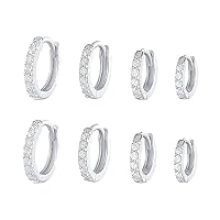 4 Pairs Piercing Small Gold Hoop Earrings for Women Girls Tiny Cartilage 14K Gold Plated Cubic Zirconia Ear Cuff Huggie 6-9mm