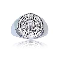 DECADENCE Sterling Silver Rhodium Micropave Jesus Head Circle Men's Ring