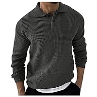 DuDubaby Men's Sweater Solid Color Fashion Lapel Long Sleeve Knitting Top
