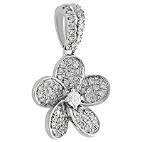 Dazzle Touch 2.00CT Round Cut Simulated Diamond Cluster Flower Pendant Necklace 925 Sterling Silver 14K White Gold Plated
