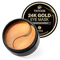 24K Orange Under Eye Patches-Removing Dark Circles,Puffiness & Wrinkles,Anti Aging Moisturizer-Natural Ingredients,60 Pcs Hydrolyzed Collagen Eye Mask Skin Care Products (04)