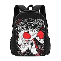 Anime Hajime no Ippo Backpack Cartoon Large Capacity Backpacks Laptop Backpack Lightweight Canvas Shoulder bag Outdoor Travel 16-Inch Black