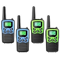 Walkie Talkies, MOICO Long Range Walkie Talkies for Adults with 22 FRS Channels, Family Walkie Talkie with LED Flashlight VOX LCD Display for Hiking Camping Trip (2Blue & 2Green)
