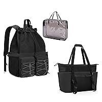 Fasrom Extra Large Mesh Beach Bag with Zipper Bottom Bundle with Mesh Beach Backpack with Waterproof Bag and Pocket for Beach or Pool Trip