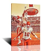 Patrick Mahomes Posters American Football Posters Canvas Wall Art Catcher Picture Gift for Boys Room Wall Decor Framed 16x24inch