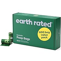 Earth Rated Dog Poop Bags Value Pack - Leak-Proof and Extra-Thick Pet Waste Bags for Big and Small Dogs - Refill Rolls - Lavender Scented - 600 Count