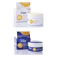 Set of 2 x 50 ml Cien Anti-Wrinkle DAY + NIGHT CREAM - with q10, Hyaluronic Acid & Vitamin E by Cien
