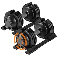 22LB/52LB Adjustable Dumbbells, 5 Weight Options Dumbbell with Anti-Slip Metal Handle for Exercise & Fitness Fast Adjust Weight for Full Body Workout Fitness