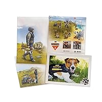 UKRPOSHTA Dog Patron Minesweeper Ukrainian Postage Stamp Set Bundle (6X Stamps + 2 Special One, 1x Postcard, 2X Envelope)