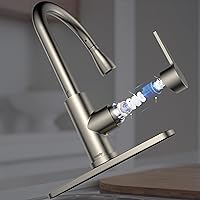 Kitchen Faucet, Single Handle Stainless Steel Brushed Kitchen Sink Faucet with Pull Down Sprayer, Pull Out Kitchen Faucets, Faucets for Kitchen Sinks