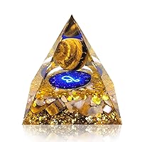 Leo Zodiac Orgonite Crystal Pyramid, Natural Tiger Eye Crystal Ball for Protection Chakra, Unique Constellation Pyramid-Energy Generator for Healing Money Health, Eliminate Negative Energy…