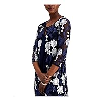 Connected Apparel Womens Layered Above Knee Cocktail and Party Dress Navy 6