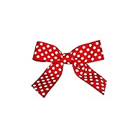 Reliant Ribbon Grosgrain Dot Twist Tie Bows - Large Bows, 7/8 Inch X 100 Pieces, Red