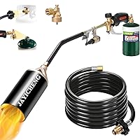 Propane Torch Weed Burner Kit,Weed Torch 1,200,000 BTU Blow Torch with 1lb Propane Cylinder Converter,10 FT Hose Heavy Duty Flamethrower with Turbo Trigger for Flame Weeding,Roofing, Melting Ice Snow