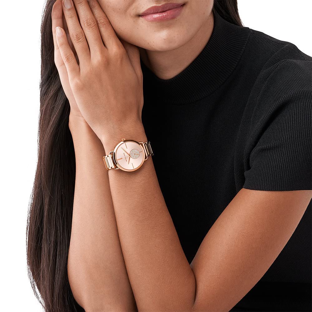 Michael Kors Womens Ritz Crystal Date Chronograph Bracelet Strap Watch Rose  Gold MK6357 at John Lewis  Partners