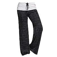 Andongnywell Women's Casual Comfy Stretch Drawstring Loose Long Wide Leg Lounge Pants Leggings Trousers